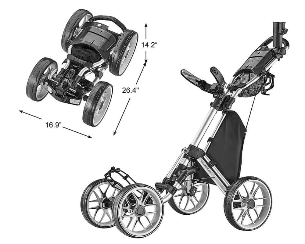 CaddyTek 4 Wheel Golf Push Cart 