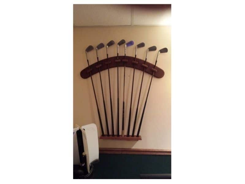 how to hang antique golf clubs on a wall