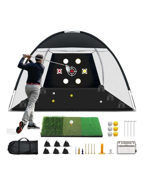 Golf Practice Net with Tri-Turf Golf Mat